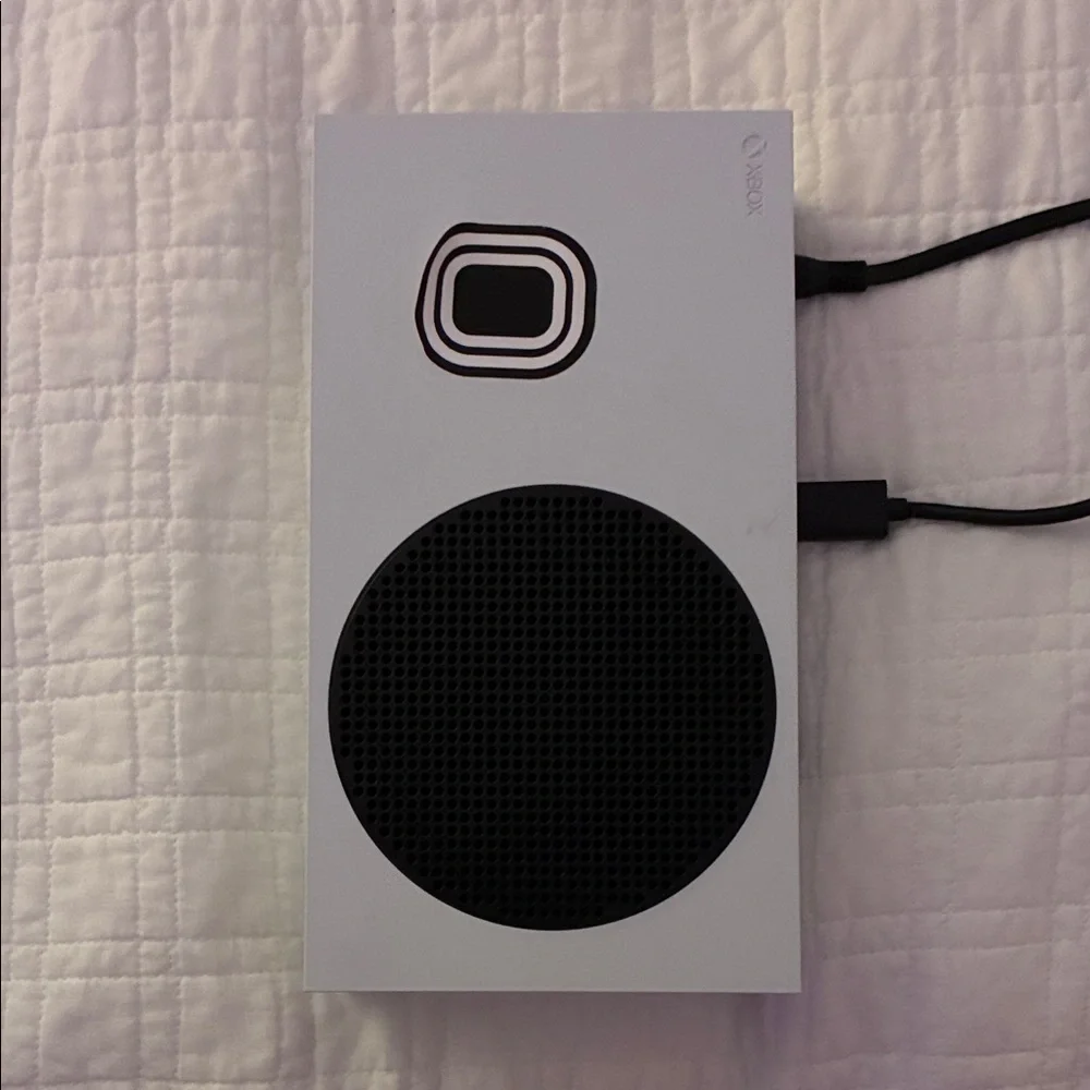 White Gaming Console with Black Accents